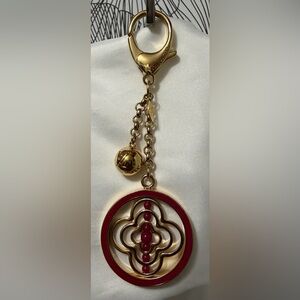 Authentic Louis Vuitton Fully Flower Bag Charm / Key Holder – Red & Gold Metal
